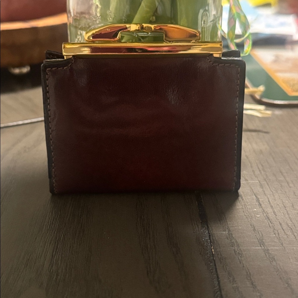 Bosca VTG Hand Stained Hide Brown Leather Mini Wallet - Kiss Lock Coin - Picture 3 of 7